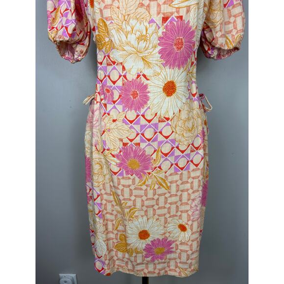 Paper Heart Floral Cutout Puff Sleeve Mini Dress Yellow Sz 6 - Picture 4 of 7